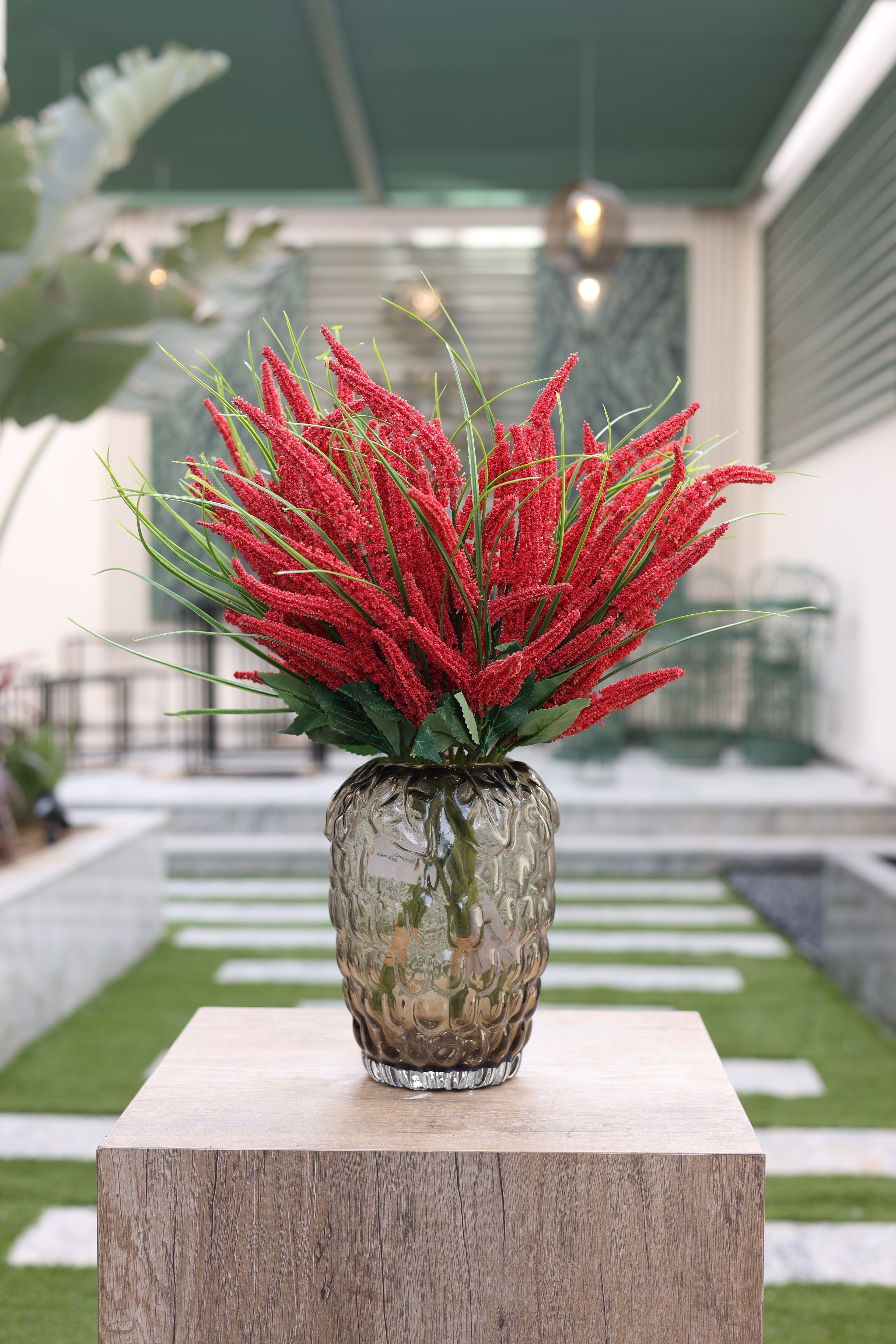 red artificial lavender flowers in Mono vase Egypt