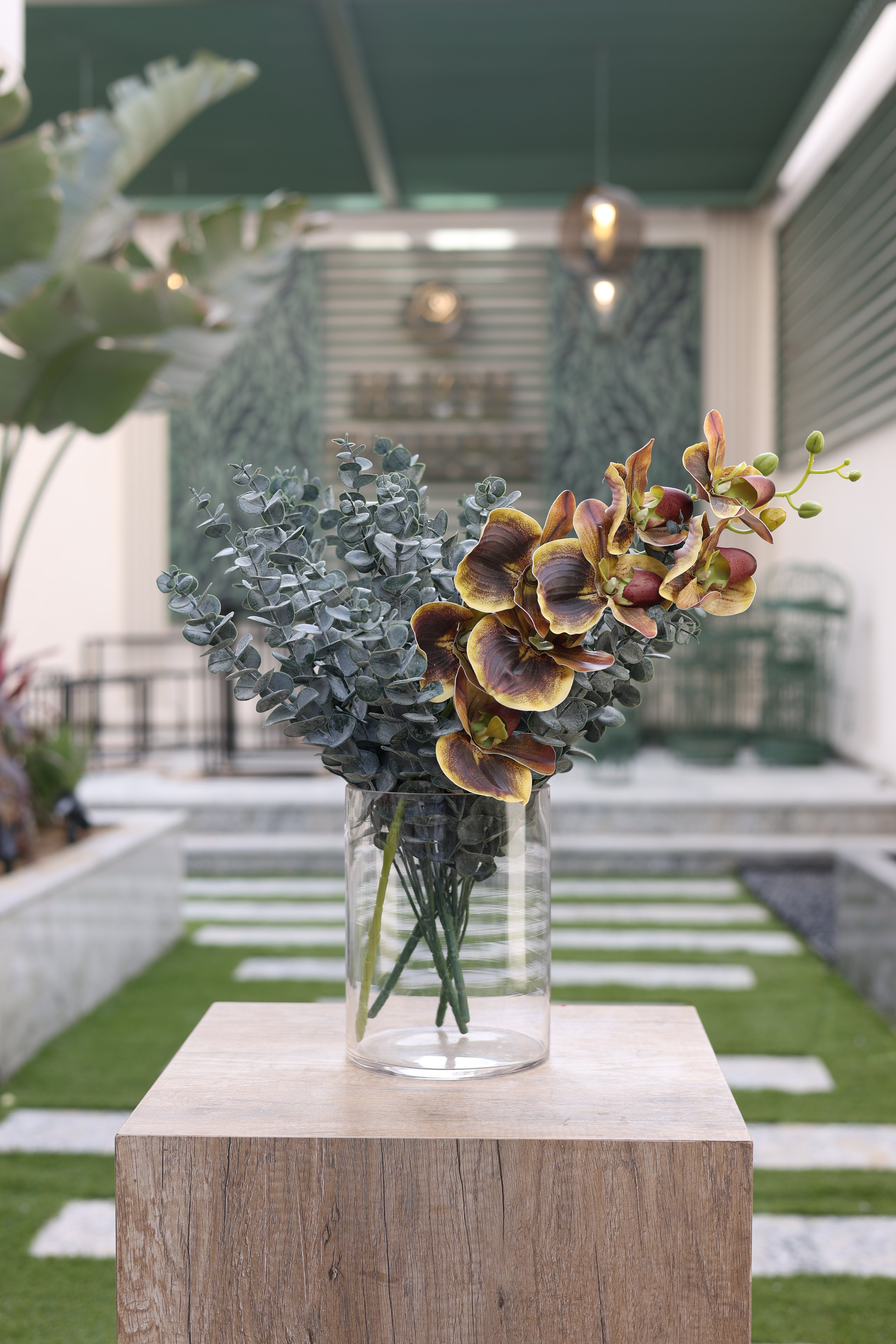 artificial green orchid and Dischidia in Methyl vase Egypt