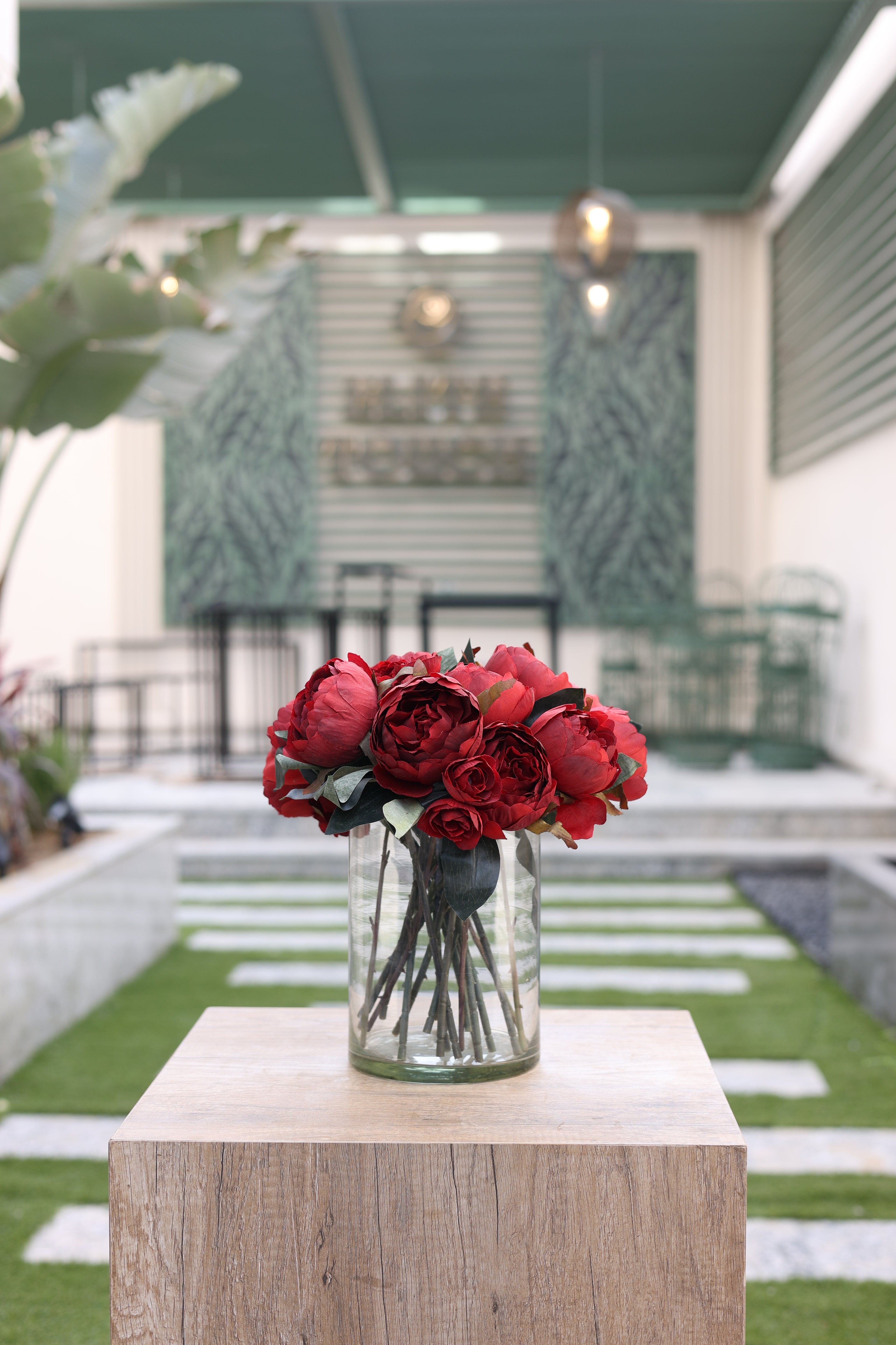 artificial peony flowers in Lumaire vase Egypt