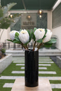 white artificial Poritia 4 stem in glass vase Egypt