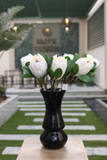 white artificial Poritia 6 stem in glass vase Egypt