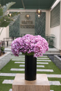 purple artificial hydrangea 5 stem in glass vase Egypt