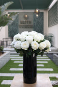 white artificial roses 20 stem in glass vase Egypt