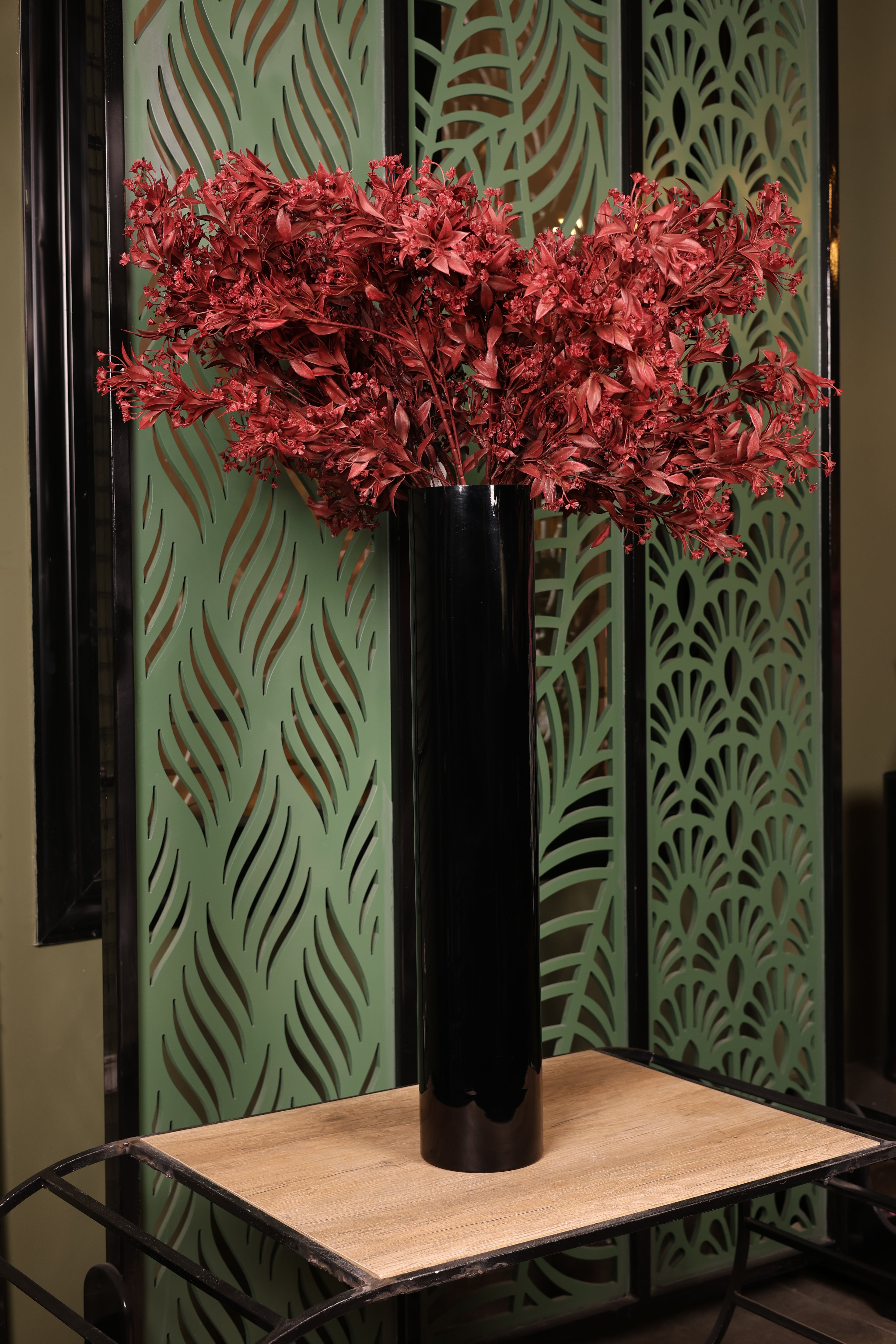 artificial red greenery flower in glass vase Egypt