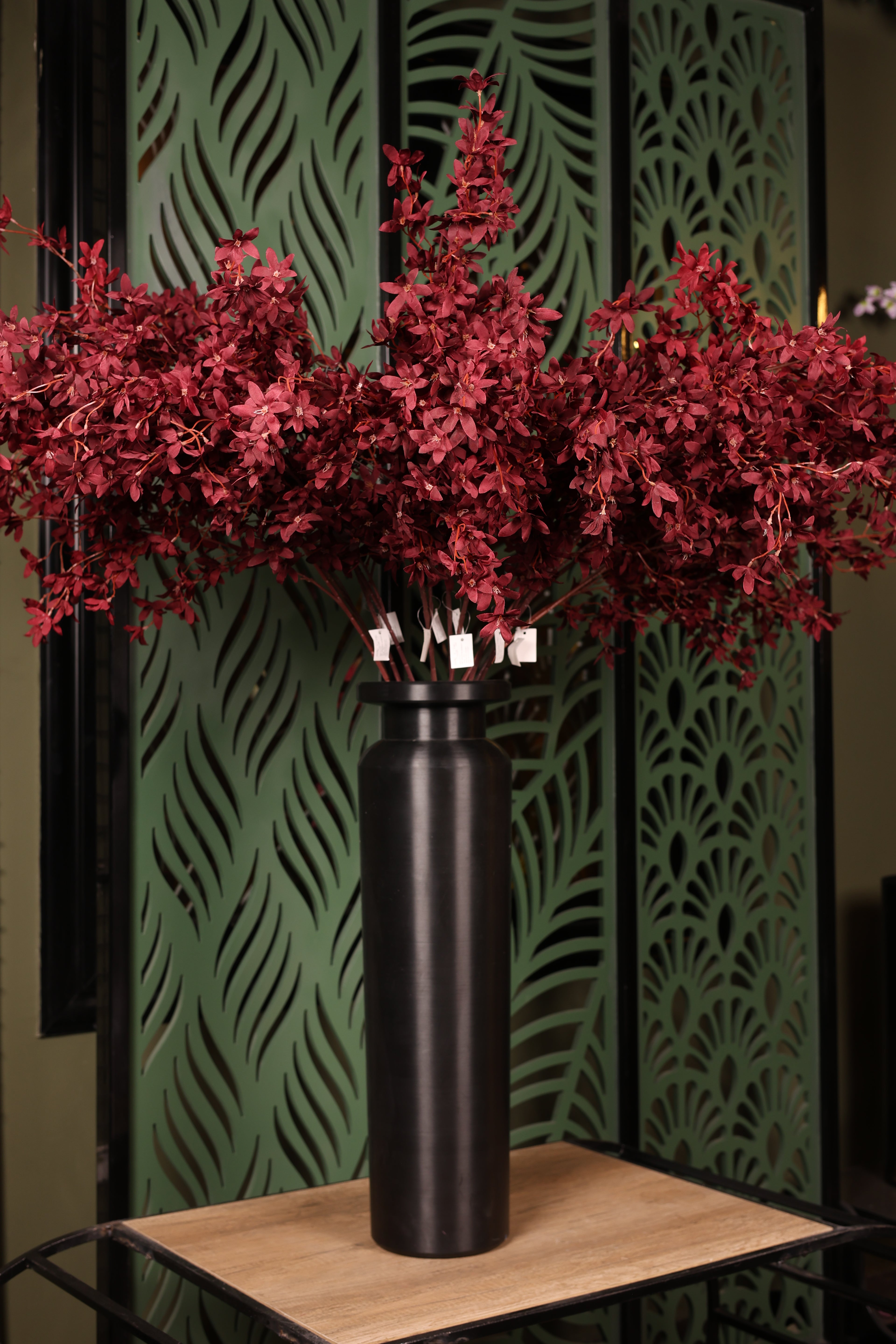artificial dried green flower in glass vase Egypt
