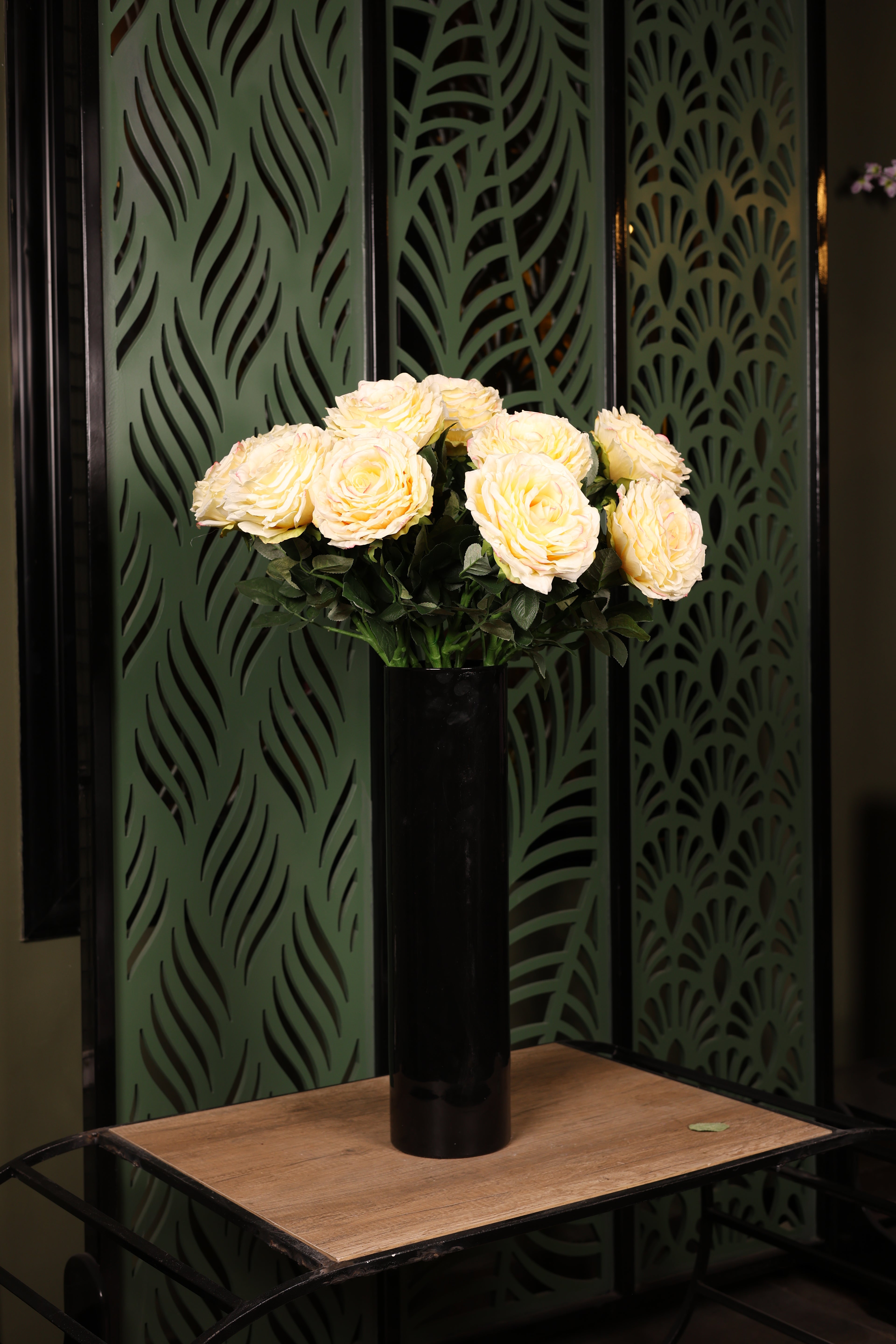 standard mixed artificial flowers in glass vase Egypt