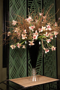 grand artificial baby orchid and dried flower in glass vase Egypt