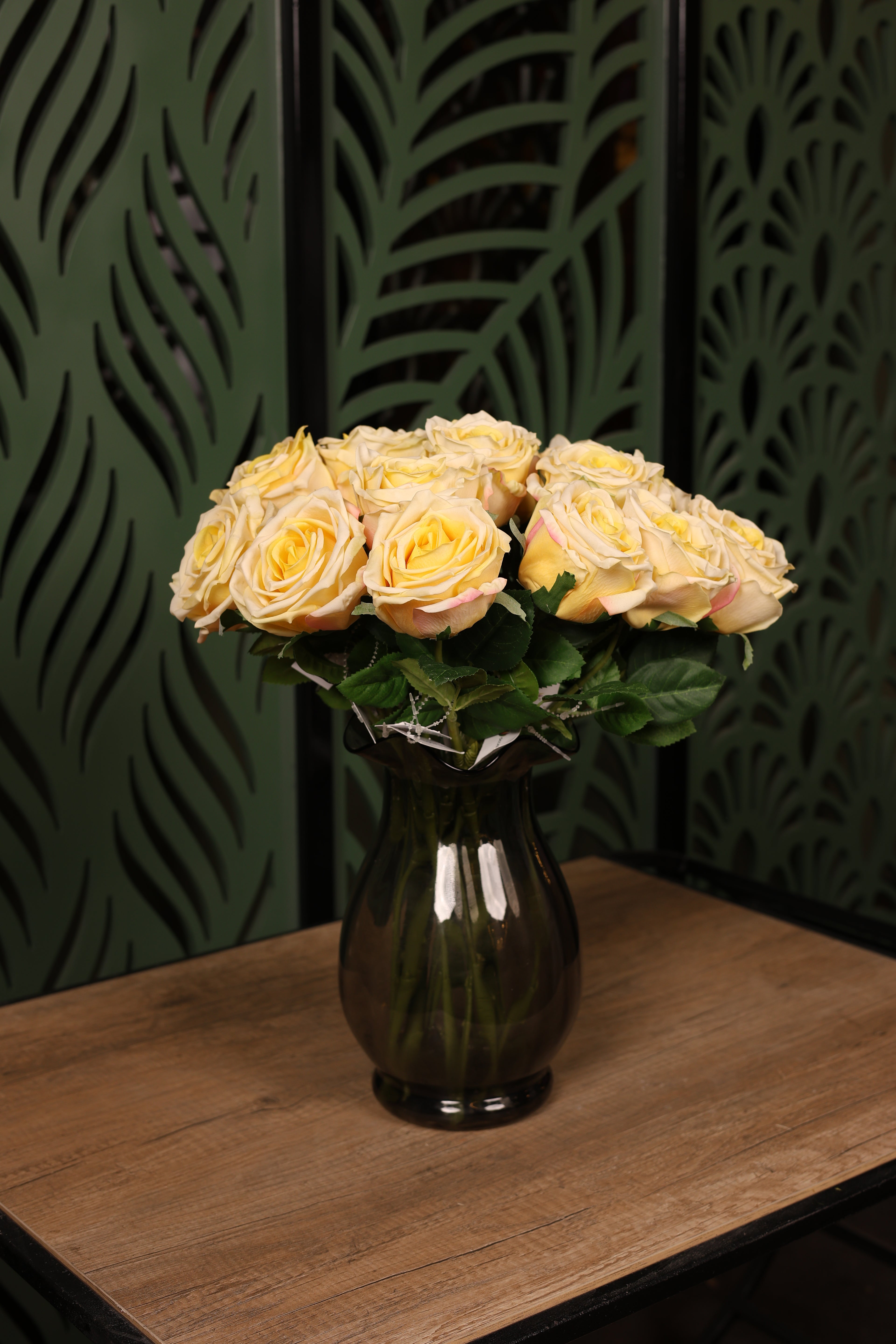 luxury mixed artificial flowers in glass vase Egypt